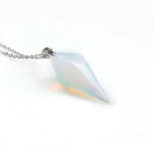 White Natural Gem Stone Hexagon Pyramid Pendant