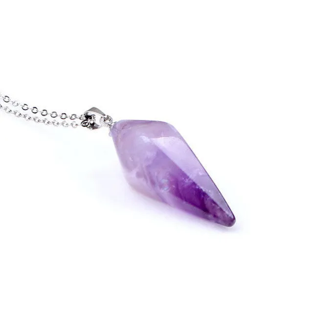 White Natural Gem Stone Hexagon Pyramid Pendant