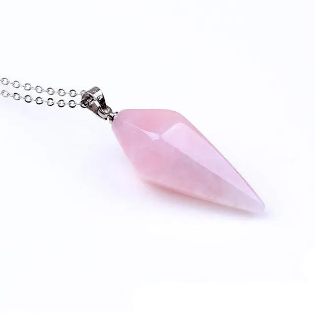 White Natural Gem Stone Hexagon Pyramid Pendant