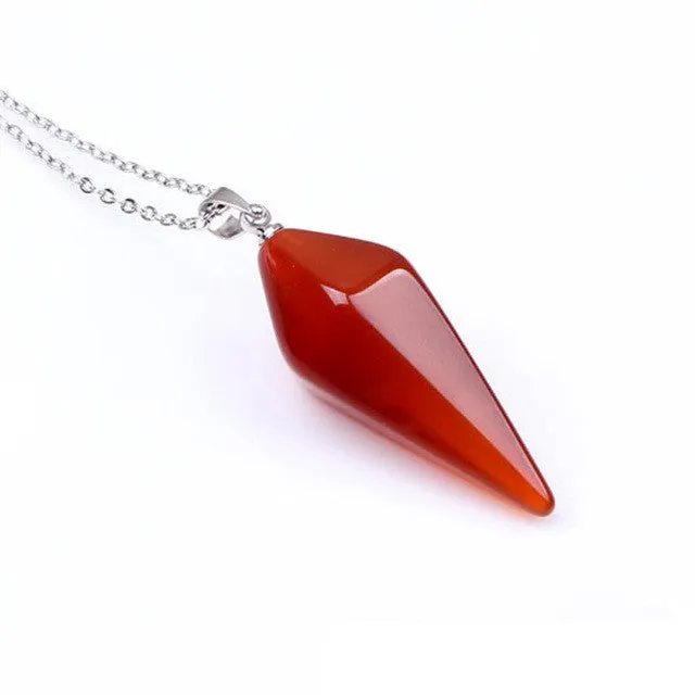 White Natural Gem Stone Hexagon Pyramid Pendant