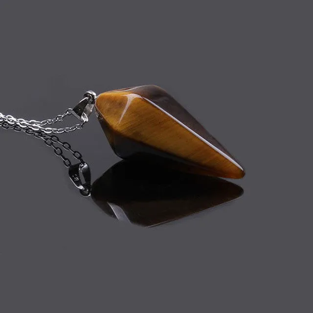 White Natural Gem Stone Hexagon Pyramid Pendant