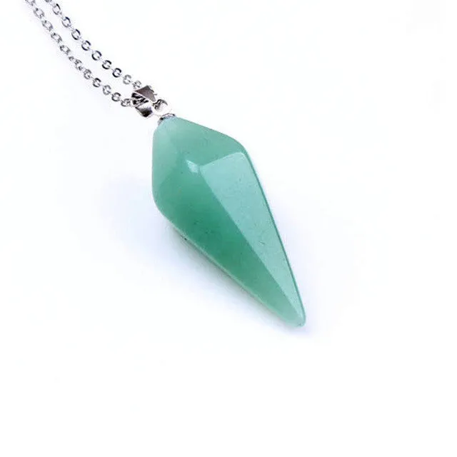 White Natural Gem Stone Hexagon Pyramid Pendant